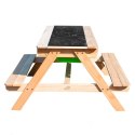 SUNNY drewniany stolik piknikowy z pojemnikami na piasek i wodę wykonany z drewna sosnowego FSC